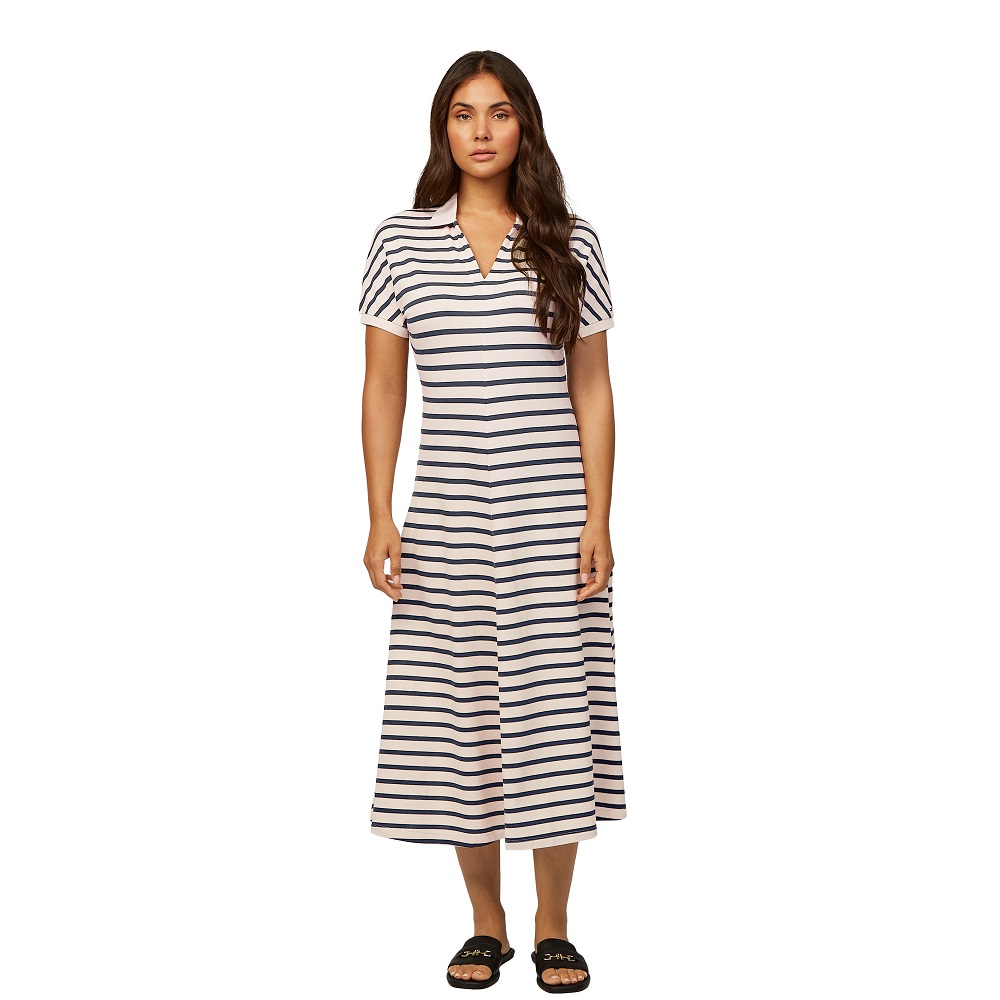 TOMMY HILFIGER</br>Γυναικείο Φόρεμα Εκρού/Μπλε Lyocell Open-nk Midi Dress WW0WW44514-0FC Tommy Hilfiger TOMMY HILFIGER</br>Γυναικείο Φόρεμα Εκρού/Μπλε Lyocell Open-nk Midi Dress WW0WW44514-0FC Tommy Hilfiger