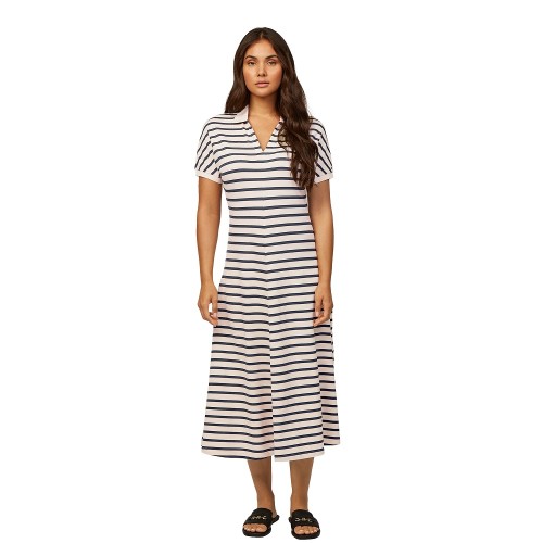 Γυναικείο Φόρεμα Εκρού/Μπλε Lyocell Open-nk Midi Dress WW0WW44514-0FC Tommy Hilfiger