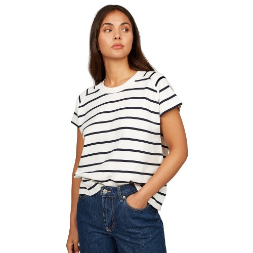 Γυναικείο T-shirt Εκρού/Μπλε Relaxed Modern Cody Cap Sleeve WW0WW44544-0BF Tommy Hilfiger