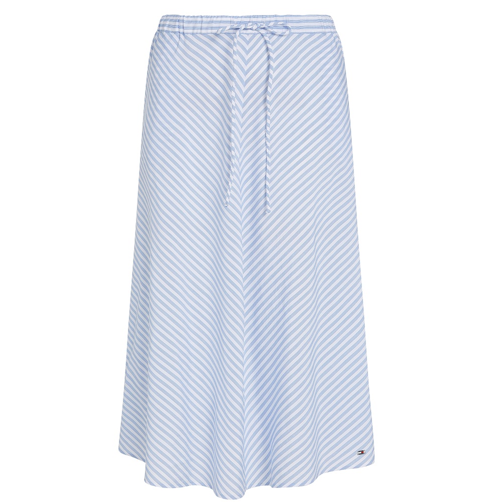 TOMMY HILFIGER</br>Γυναικεία Φούστα Λευκό/Γαλάζιο Crinkle Viscose Mix Midi Skirt WW0WW44549-OFF Tommy Hilfiger TOMMY HILFIGER</br>Γυναικεία Φούστα Λευκό/Γαλάζιο Crinkle Viscose Mix Midi Skirt WW0WW44549-OFF Tommy Hilfiger