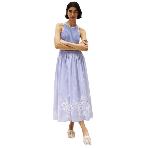 Γυναικείο Φόρεμα Γαλάζιο/Λευκό Broderie Anglaise N\s Long WW0WW44652-0Y9 Tommy Hilfiger Γυναικείο Φόρεμα Γαλάζιο/Λευκό Broderie Anglaise N\s Long WW0WW44652-0Y9 Tommy Hilfiger