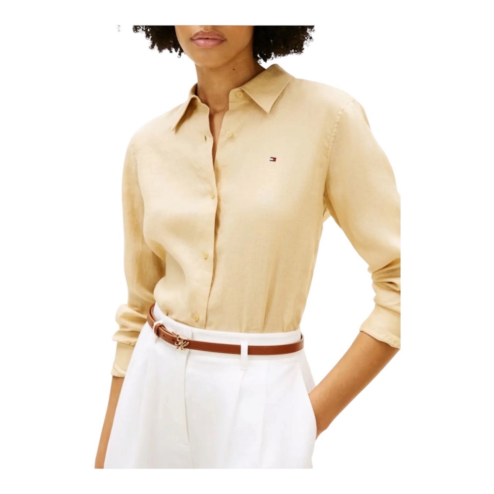 TOMMY HILFIGER</br>Tommy Hilfiger WW0WW44679-ACR Γυναικείο Πουκάμισο Μπεζ Ess Linen Shirt TOMMY HILFIGER</br>Tommy Hilfiger WW0WW44679-ACR Γυναικείο Πουκάμισο Μπεζ Ess Linen Shirt