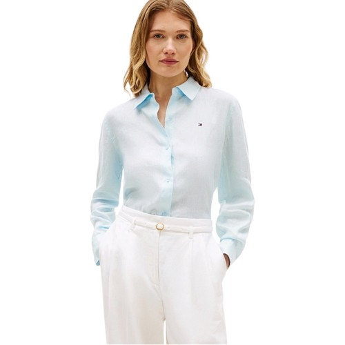 Tommy Hilfiger WW0WW44679-CYR Γυναικείο Πουκάμισο Σιέλ Ess Linen Shirt