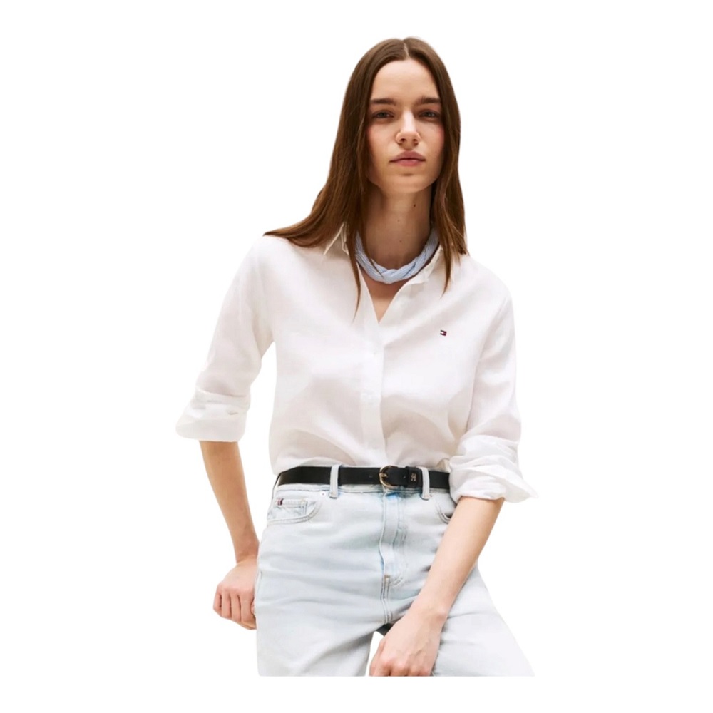 TOMMY HILFIGER</br>Tommy Hilfiger WW0WW44679-YCF Γυναικείο Πουκάμισο Λευκό Ess Linen Shirt