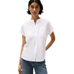 Γυναικείο Πουκάμισο Λευκό Relaxed Fit Short Sleeve Linen Blouse WW0WW44715-YCF Tommy Hilfiger