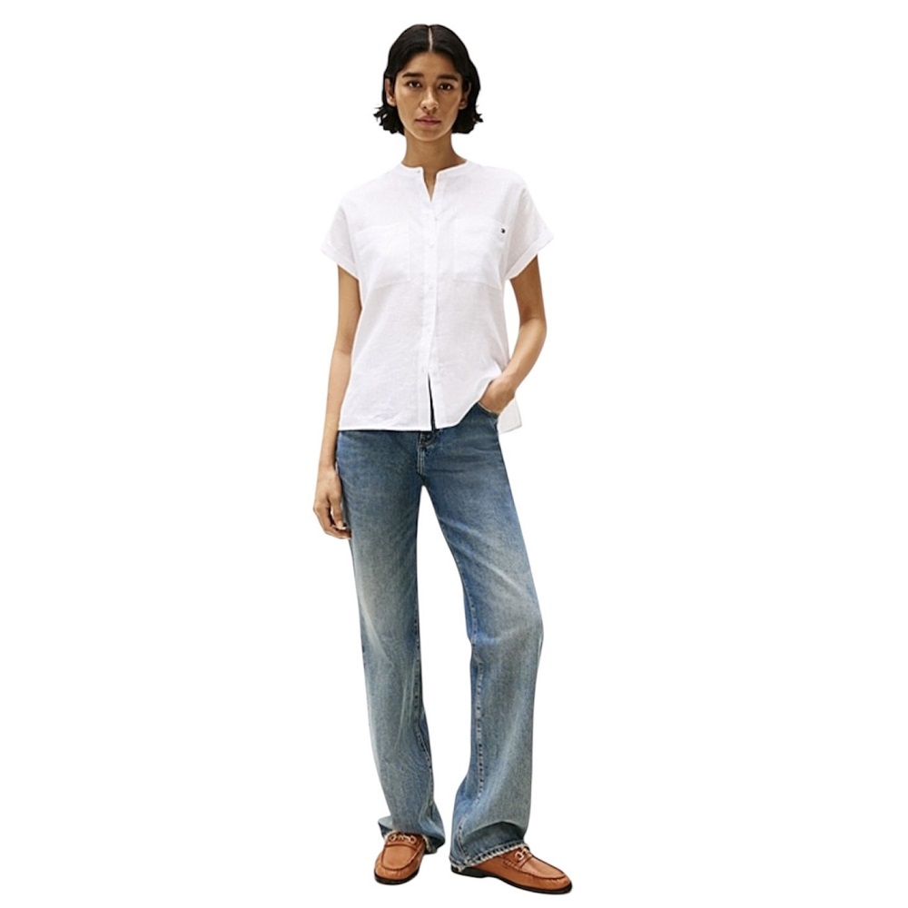 TOMMY HILFIGER</br>Γυναικείο Πουκάμισο Λευκό Relaxed Fit Short Sleeve Linen Blouse WW0WW44715-YCF Tommy Hilfiger TOMMY HILFIGER</br>Γυναικείο Πουκάμισο Λευκό Relaxed Fit Short Sleeve Linen Blouse WW0WW44715-YCF Tommy Hilfiger