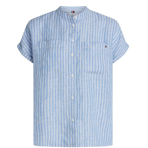 Γυναικείο Πουκάμισο Γαλάζιο Relaxed Fit Short Sleeve Linen Blouse WW0WW44715-0ΒΒ Tommy Hilfiger Γυναικείο Πουκάμισο Γαλάζιο Relaxed Fit Short Sleeve Linen Blouse WW0WW44715-0ΒΒ Tommy Hilfiger