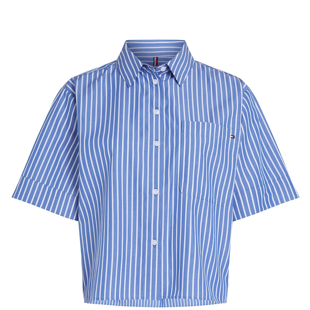 TOMMY HILFIGER</br>Γυναικείο Πουκάμισο Γαλάζιο/Λευκό Poplin Boxy Short S/s Shirt WW0WW44717-0YA Tommy Hilfiger TOMMY HILFIGER</br>Γυναικείο Πουκάμισο Γαλάζιο/Λευκό Poplin Boxy Short S/s Shirt WW0WW44717-0YA Tommy Hilfiger
