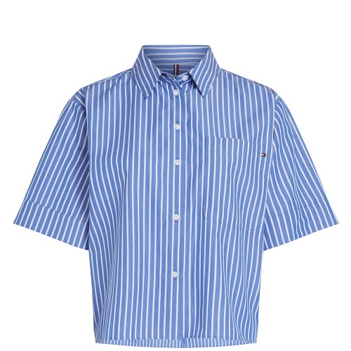 Γυναικείο Πουκάμισο Γαλάζιο/Λευκό Poplin Boxy Short S/s Shirt WW0WW44717-0YA Tommy Hilfiger Γυναικείο Πουκάμισο Γαλάζιο/Λευκό Poplin Boxy Short S/s Shirt WW0WW44717-0YA Tommy Hilfiger