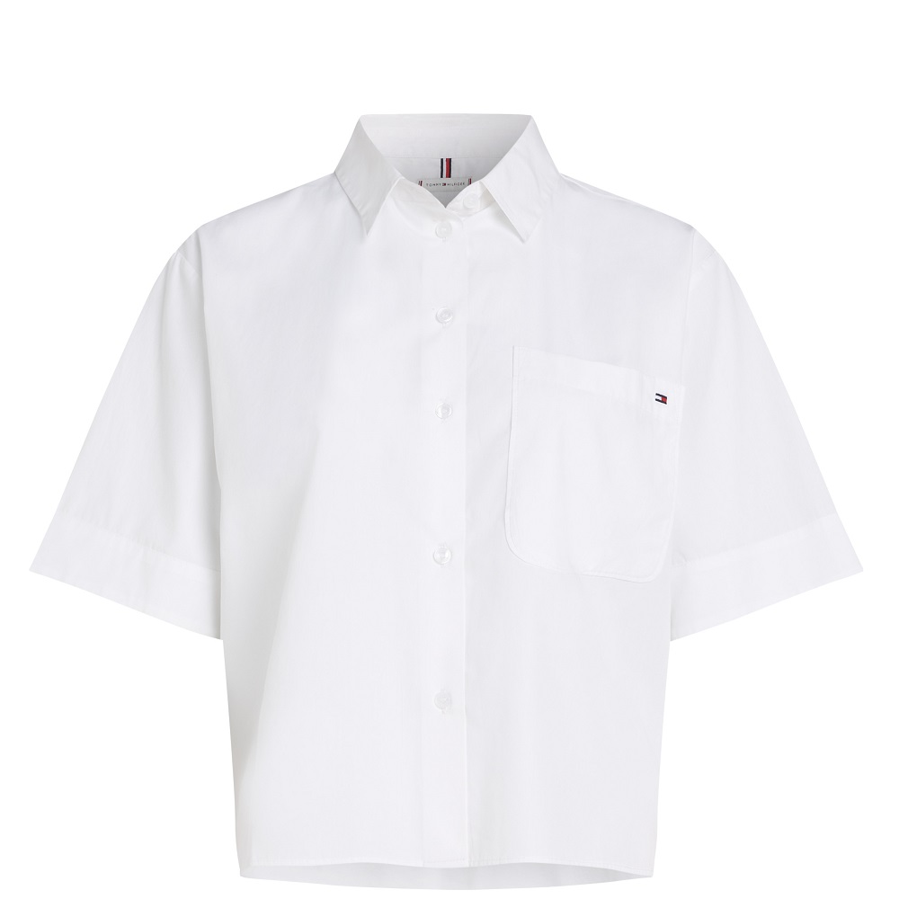 TOMMY HILFIGER</br>Γυναικείο Πουκάμισο Λευκό Poplin Boxy Short S/s Shirt WW0WW44717-YCF Tommy Hilfiger TOMMY HILFIGER</br>Γυναικείο Πουκάμισο Λευκό Poplin Boxy Short S/s Shirt WW0WW44717-YCF Tommy Hilfiger