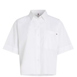 Γυναικείο Πουκάμισο Λευκό Poplin Boxy Short S/s Shirt  WW0WW44717-YCF Tommy Hilfiger