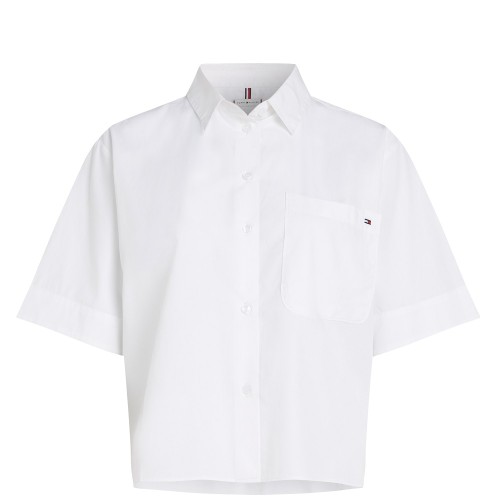 Γυναικείο Πουκάμισο Λευκό Poplin Boxy Short S/s Shirt  WW0WW44717-YCF Tommy Hilfiger Γυναικείο Πουκάμισο Λευκό Poplin Boxy Short S/s Shirt  WW0WW44717-YCF Tommy Hilfiger