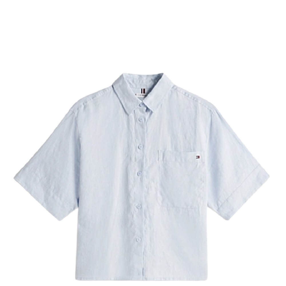 TOMMY HILFIGER</br>Γυναικείο Πουκάμισο Σιέλ Relaxed Fit Short Sleeve Linen Shirt WW0WW44720-C10 Tommy Hilfiger TOMMY HILFIGER</br>Γυναικείο Πουκάμισο Σιέλ Relaxed Fit Short Sleeve Linen Shirt WW0WW44720-C10 Tommy Hilfiger
