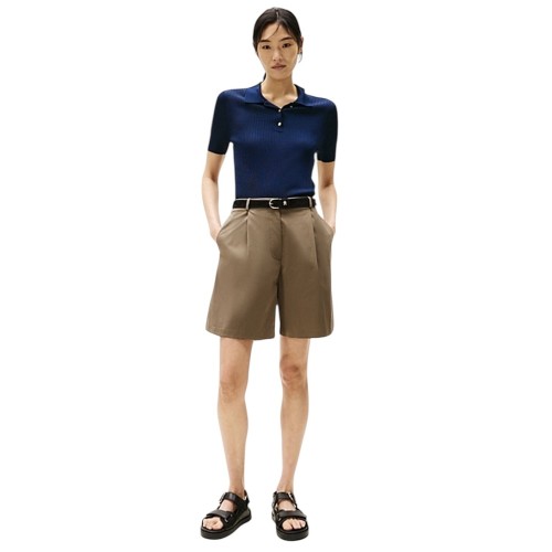 Tommy Hilfiger WW0WW44764-GW9 Γυναικεία Βερμούδα Καφέ Light Co Pleated Short