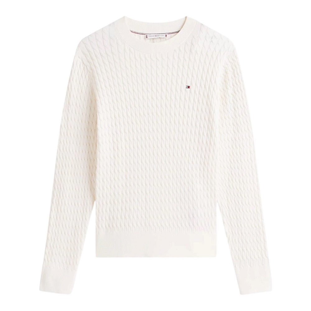 TOMMY HILFIGER</br>Tommy Hilfiger Co Cable C-nk Ls Sweater WW0WW44993-Z00 Γυναικείο Πουλόβερ Εκρού TOMMY HILFIGER</br>Tommy Hilfiger Co Cable C-nk Ls Sweater WW0WW44993-Z00 Γυναικείο Πουλόβερ Εκρού