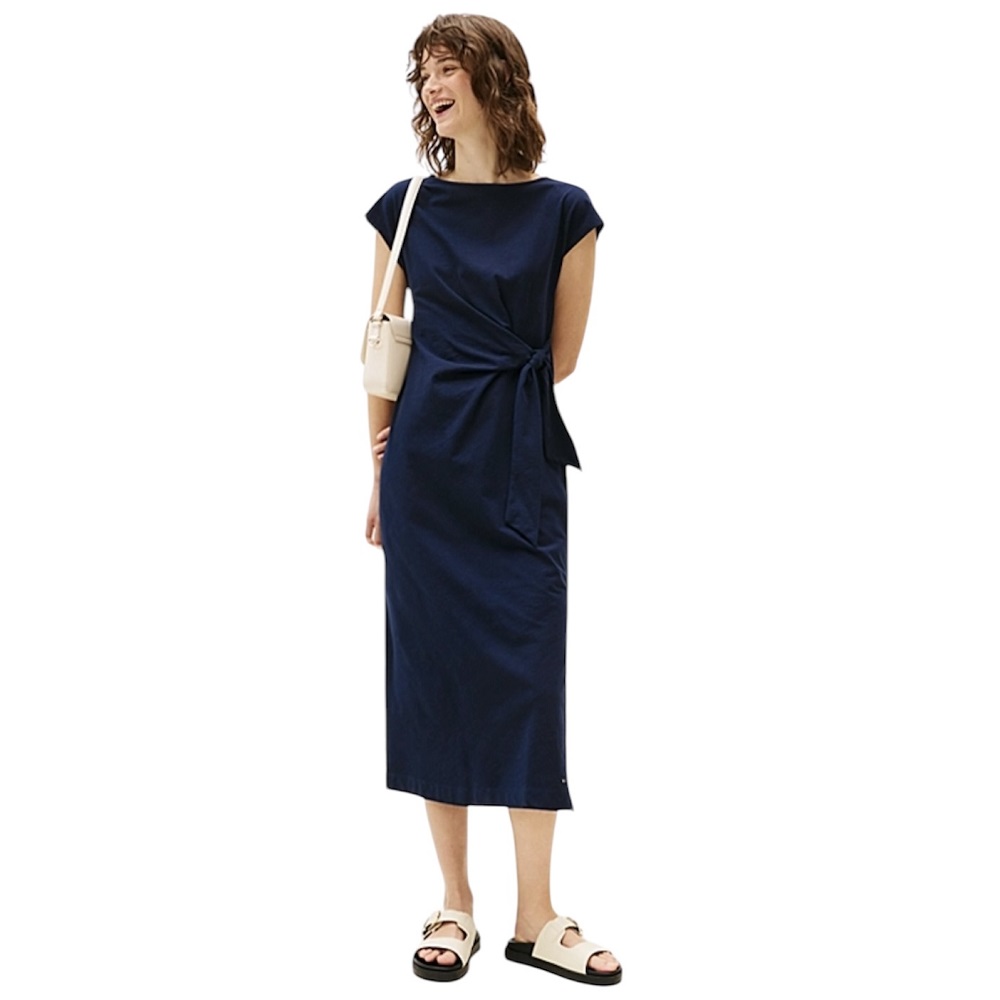 TOMMY HILFIGER</br>Γυναικείο Φόρεμα Μπλε Knot Boat-nk Midi Ss WW0WW45159-C1G Tommy Hilfiger TOMMY HILFIGER</br>Γυναικείο Φόρεμα Μπλε Knot Boat-nk Midi Ss WW0WW45159-C1G Tommy Hilfiger