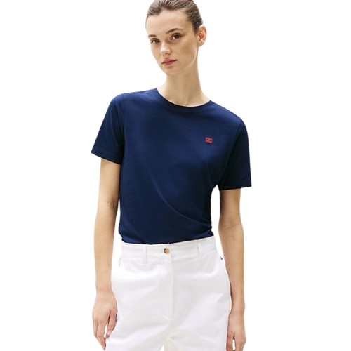 Γυναικείο T-shirt Μπλε Reg Contrast Flag Ss Tee WW0WW45522-C1G Tommy Hilfiger