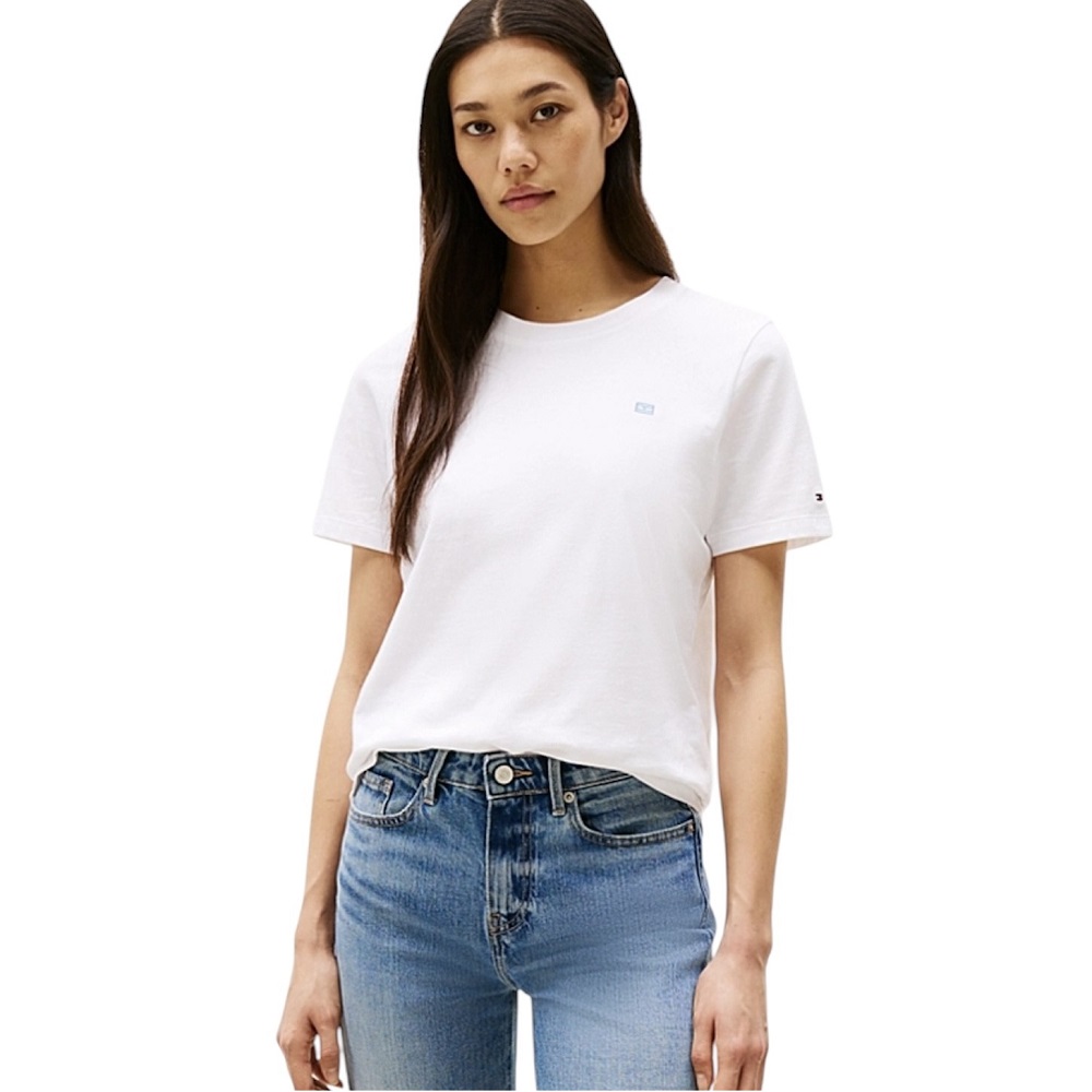TOMMY HILFIGER</br>Γυναικείο T-shirt Λευκό Reg Contrast Flag Ss Tee WW0WW45522-YCF Tommy Hilfiger TOMMY HILFIGER</br>Γυναικείο T-shirt Λευκό Reg Contrast Flag Ss Tee WW0WW45522-YCF Tommy Hilfiger