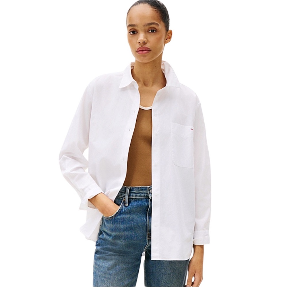 TOMMY HILFIGER</br>Tommy Hilfiger WW0WW45612-YCF Γυναικείο Πουκάμισο Λευκό Ess Poplin Easy Fit Shirt