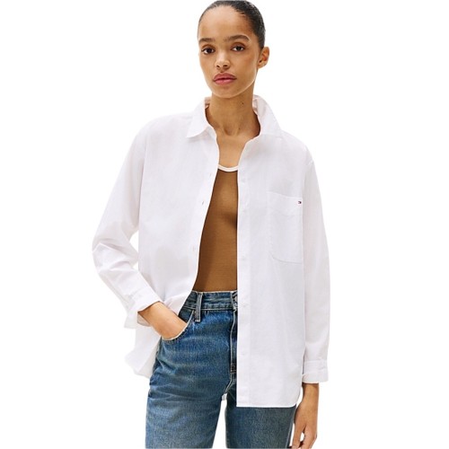 Tommy Hilfiger WW0WW45612-YCF Γυναικείο Πουκάμισο Λευκό Ess Poplin Easy Fit Shirt