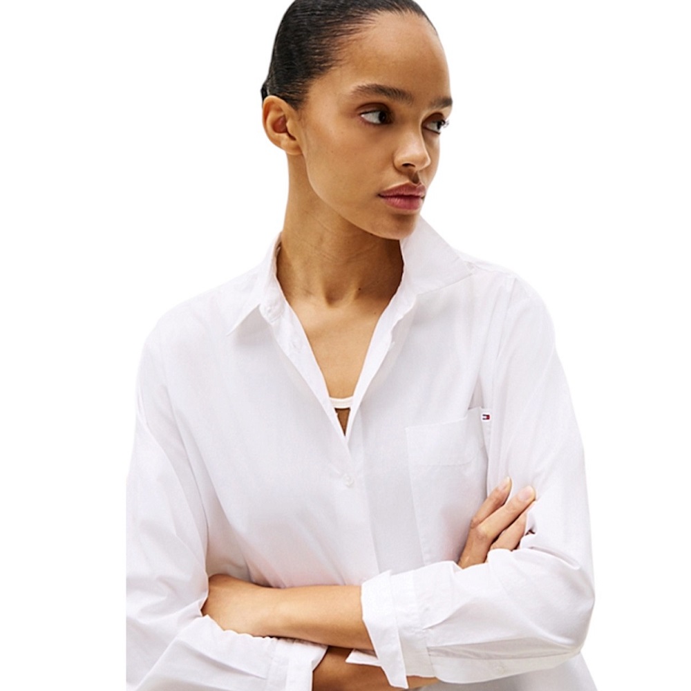 TOMMY HILFIGER</br>Tommy Hilfiger WW0WW45612-YCF Γυναικείο Πουκάμισο Λευκό Ess Poplin Easy Fit Shirt