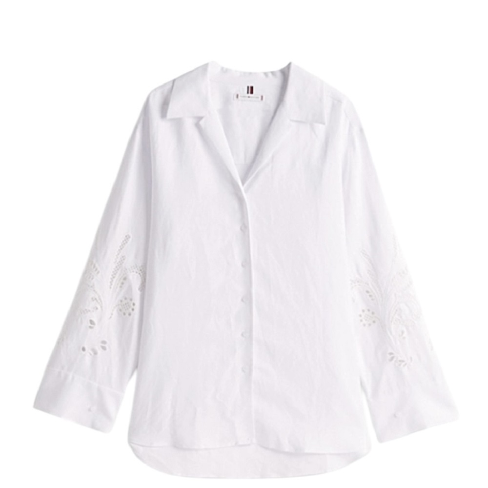 TOMMY HILFIGER</br>Γυναικείο Πουκάμισο Λευκό Broderie Anglaise Linen Shirt WW0WW45940-YCF Tommy Hilfiger TOMMY HILFIGER</br>Γυναικείο Πουκάμισο Λευκό Broderie Anglaise Linen Shirt WW0WW45940-YCF Tommy Hilfiger