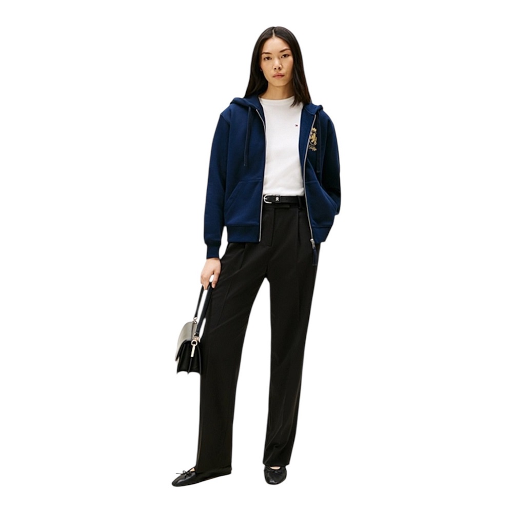 TOMMY HILFIGER</br>Tommy Hilfiger WW0WW46126-C1G Γυναικεία Ζακέτα Μπλε Gold Crest Terry Zip Through