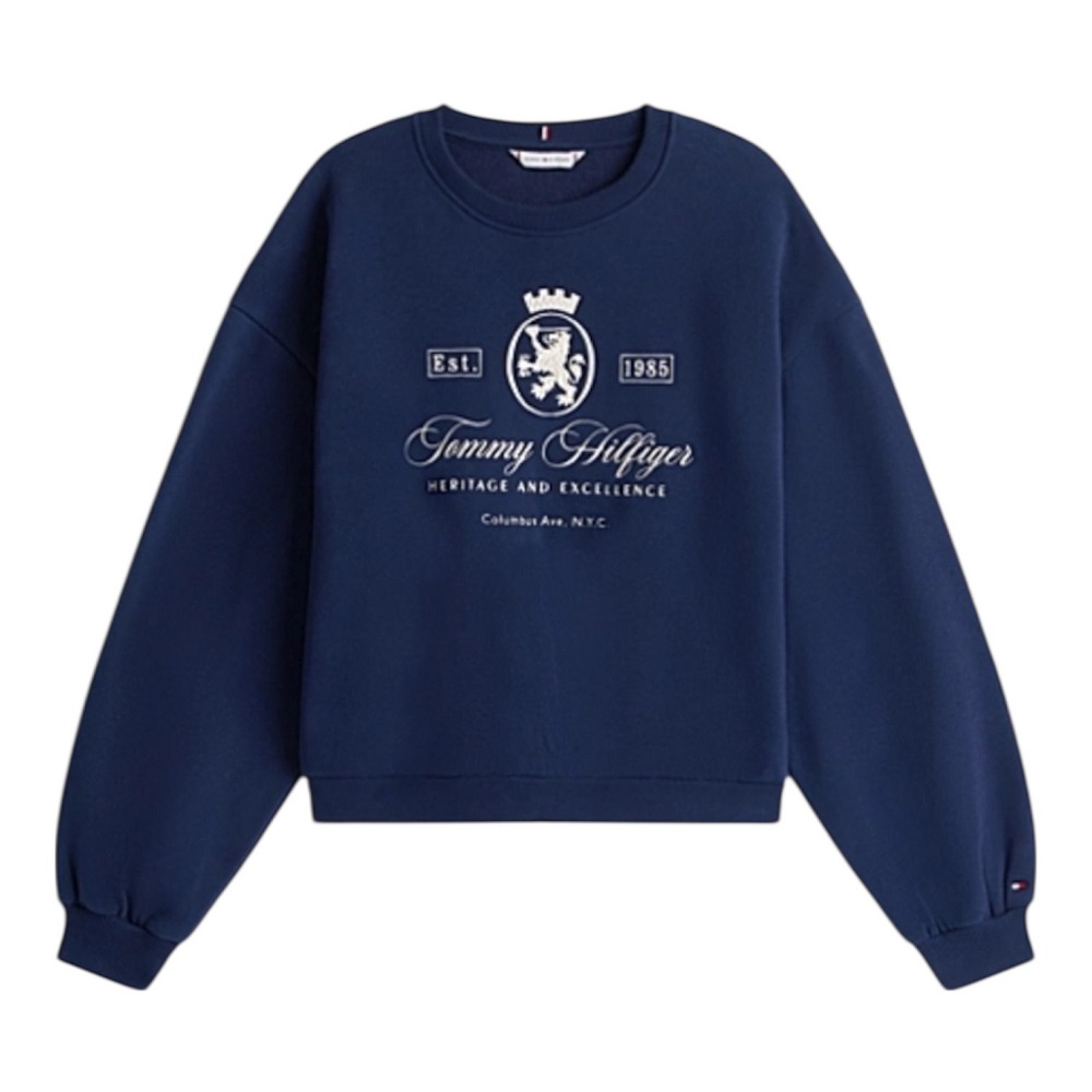 TOMMY HILFIGER</br>Tommy Hilfiger WW0WW46128-C1G Γυναικείο Φούτερ Μπλε Varsity Crest Fleece Sweatshirt