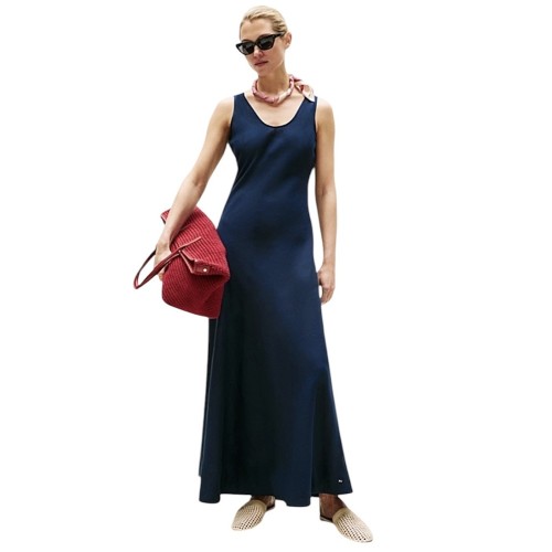 Γυναικείο Φόρεμα Μπλε Textured Linen Tank Maxi WW0WW46171-C1G Tommy Hilfiger Γυναικείο Φόρεμα Μπλε Textured Linen Tank Maxi WW0WW46171-C1G Tommy Hilfiger