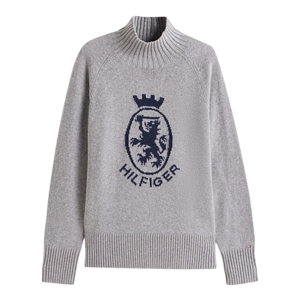 TOMMY HILFIGER</br>Tommy Hilfiger WW0WW46434-P03 Γυναικείο Πουλόβερ Γκρι Wool Blend Graphic Mock-nk TOMMY HILFIGER</br>Tommy Hilfiger WW0WW46434-P03 Γυναικείο Πουλόβερ Γκρι Wool Blend Graphic Mock-nk