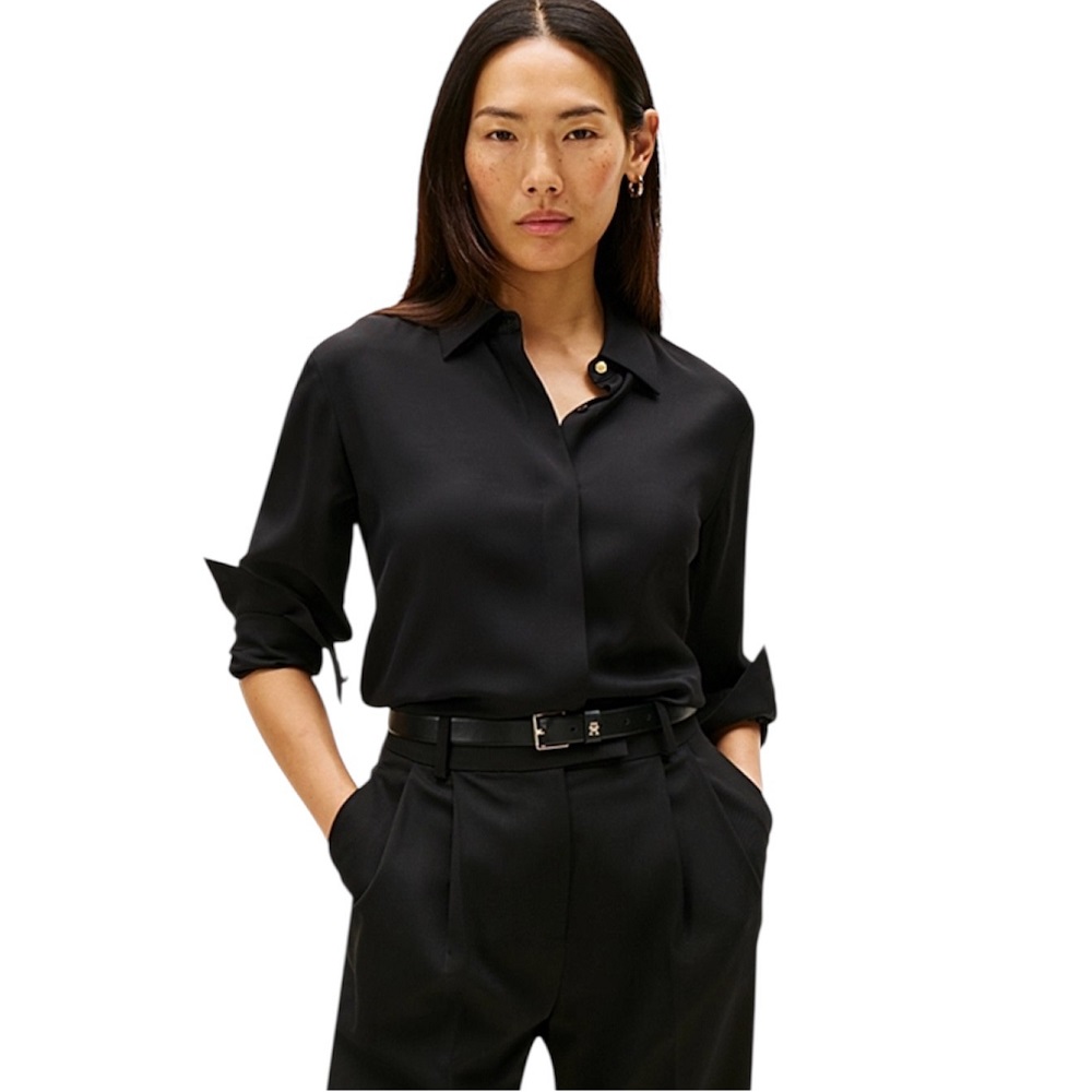 TOMMY HILFIGER</br>Tommy Hilfiger WW0WW46597-BDS Γυναικείο Πουκάμισο Μαύρο Soft Vis Ls Regular Shirt