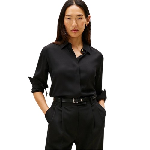 Tommy Hilfiger WW0WW46597-BDS Γυναικείο Πουκάμισο Μαύρο Soft Vis Ls Regular Shirt