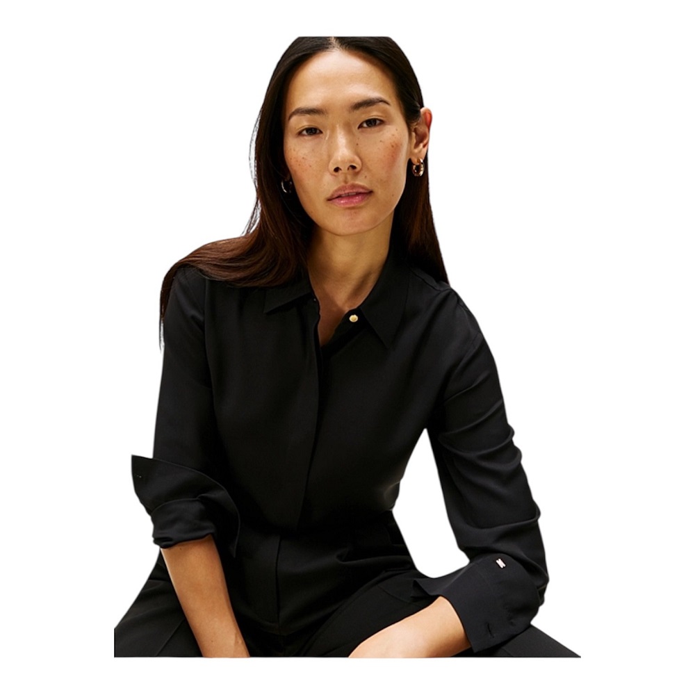 TOMMY HILFIGER</br>Tommy Hilfiger WW0WW46597-BDS Γυναικείο Πουκάμισο Μαύρο Soft Vis Ls Regular Shirt