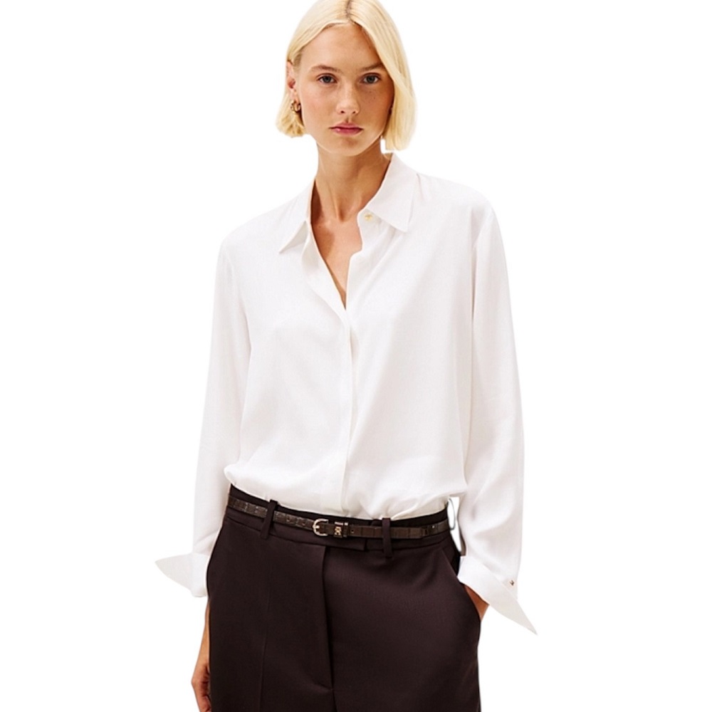 TOMMY HILFIGER</br>Tommy Hilfiger WW0WW46597-YBL Γυναικείο Πουκάμισο Εκρού Soft Vis Ls Regular Shirt