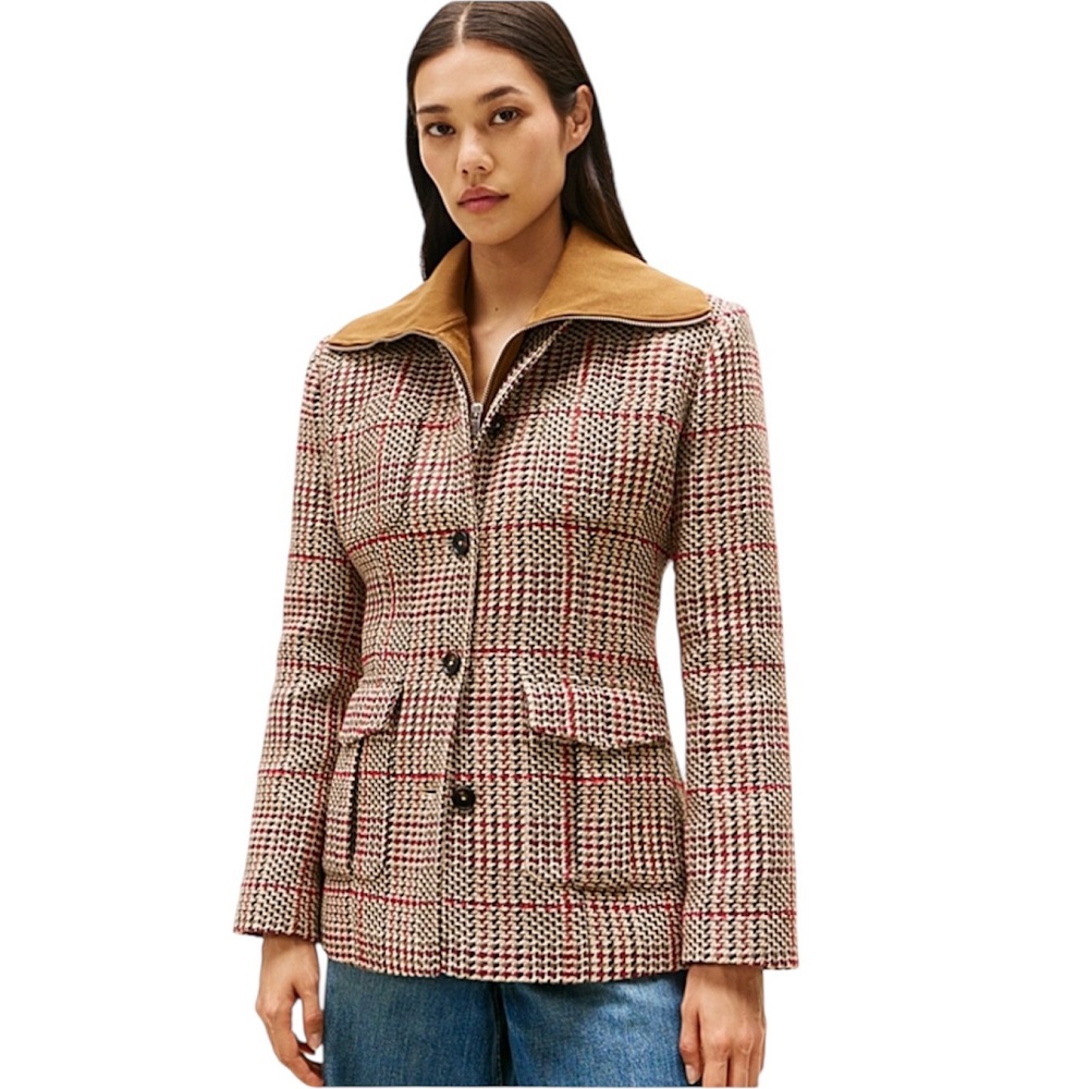 TOMMY HILFIGER</br>Tommy Hilfiger WW0WW46656-0OG Γυναικείο Σακάκι Κόκκινο/Γκρι Regular Fit Tweed Single Breasted TOMMY HILFIGER</br>Tommy Hilfiger WW0WW46656-0OG Γυναικείο Σακάκι Κόκκινο/Γκρι Regular Fit Tweed Single Breasted