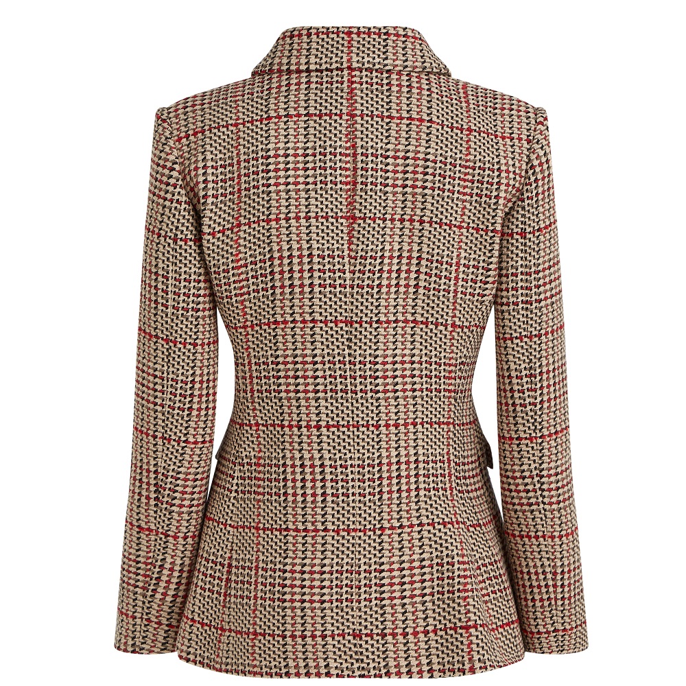 TOMMY HILFIGER</br>Tommy Hilfiger WW0WW46656-0OG Γυναικείο Σακάκι Κόκκινο/Γκρι Regular Fit Tweed Single Breasted TOMMY HILFIGER</br>Tommy Hilfiger WW0WW46656-0OG Γυναικείο Σακάκι Κόκκινο/Γκρι Regular Fit Tweed Single Breasted