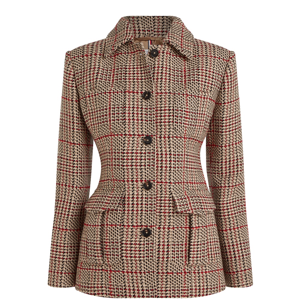 TOMMY HILFIGER</br>Tommy Hilfiger WW0WW46656-0OG Γυναικείο Σακάκι Κόκκινο/Γκρι Regular Fit Tweed Single Breasted TOMMY HILFIGER</br>Tommy Hilfiger WW0WW46656-0OG Γυναικείο Σακάκι Κόκκινο/Γκρι Regular Fit Tweed Single Breasted