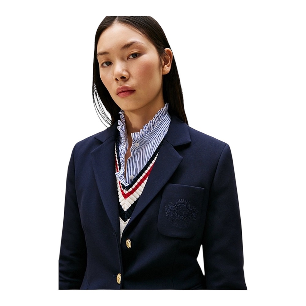 TOMMY HILFIGER</br>Tommy Hilfiger WW0WW46660-C1G Γυναικείο Σακάκι Μπλε Punto Tonal Crest Slim Blazer TOMMY HILFIGER</br>Tommy Hilfiger WW0WW46660-C1G Γυναικείο Σακάκι Μπλε Punto Tonal Crest Slim Blazer