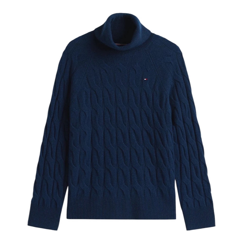 TOMMY HILFIGER</br>Tommy Hilfiger Soft Wool Cable Roll-Nk Ls Swt WW0WW46791-C1G Γυναικείο Πουλόβερ Μπλε TOMMY HILFIGER</br>Tommy Hilfiger Soft Wool Cable Roll-Nk Ls Swt WW0WW46791-C1G Γυναικείο Πουλόβερ Μπλε
