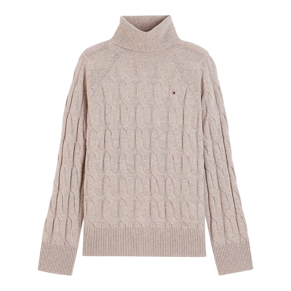 TOMMY HILFIGER</br>Tommy Hilfiger Soft Wool Cable Roll-Nk Ls Swt WW0WW46791-HH0 Γυναικείο Πουλόβερ Μπεζ TOMMY HILFIGER</br>Tommy Hilfiger Soft Wool Cable Roll-Nk Ls Swt WW0WW46791-HH0 Γυναικείο Πουλόβερ Μπεζ