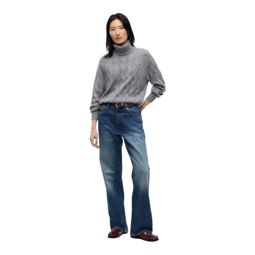 Tommy Hilfiger Soft Wool Cable Roll-Nk Ls Swt WW0WW46791-P7D Γυναικείο Πουλόβερ Γκρι Tommy Hilfiger Soft Wool Cable Roll-Nk Ls Swt WW0WW46791-P7D Γυναικείο Πουλόβερ Γκρι
