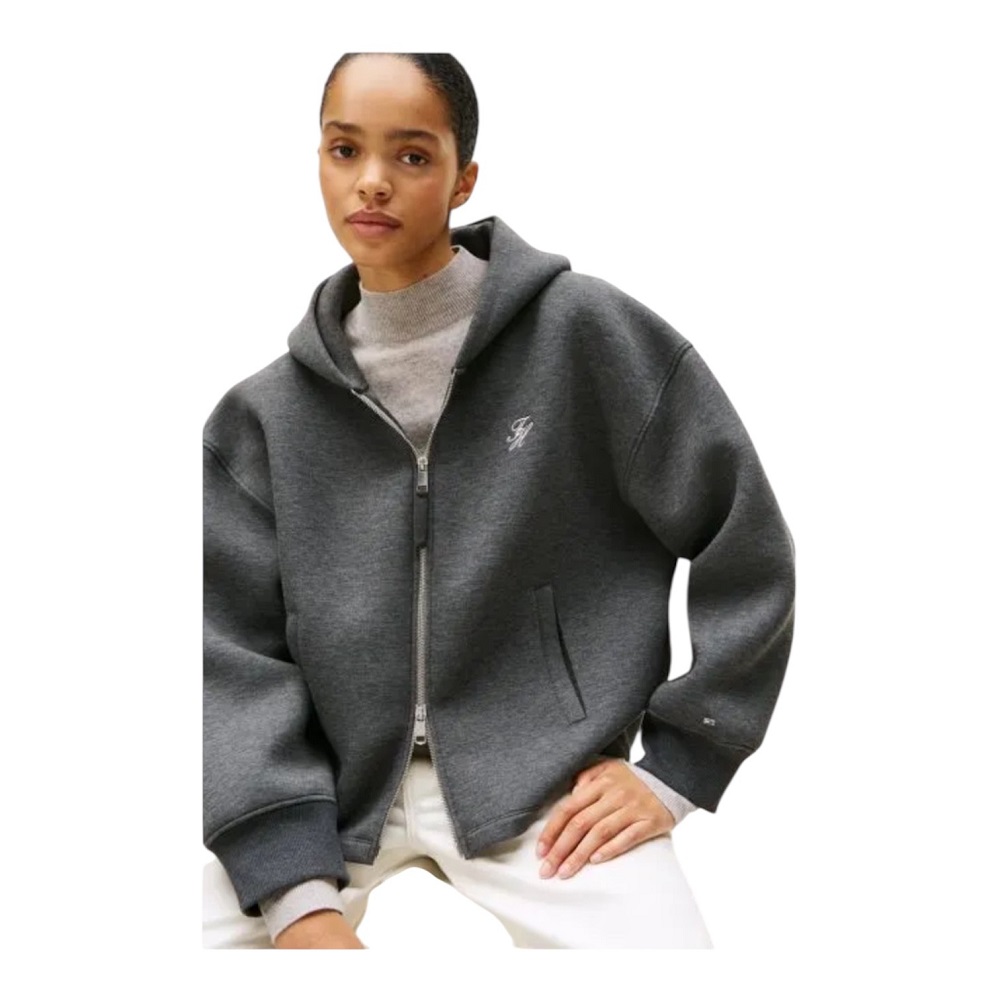 TOMMY HILFIGER</br>Tommy Hilfiger WW0WW46815-P61 Γυναικεία Ζακέτα Γκρι Th Script Interlock Zip Hoodie TOMMY HILFIGER</br>Tommy Hilfiger WW0WW46815-P61 Γυναικεία Ζακέτα Γκρι Th Script Interlock Zip Hoodie