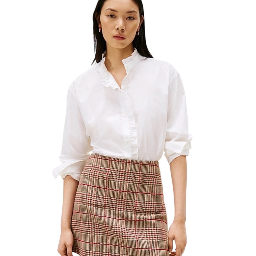 TOMMY HILFIGER</br>Tommy Hilfiger WW0WW46848-YCF Γυναικείο Πουκάμισο Λευκό Poplin Ruffle Shirt TOMMY HILFIGER</br>Tommy Hilfiger WW0WW46848-YCF Γυναικείο Πουκάμισο Λευκό Poplin Ruffle Shirt
