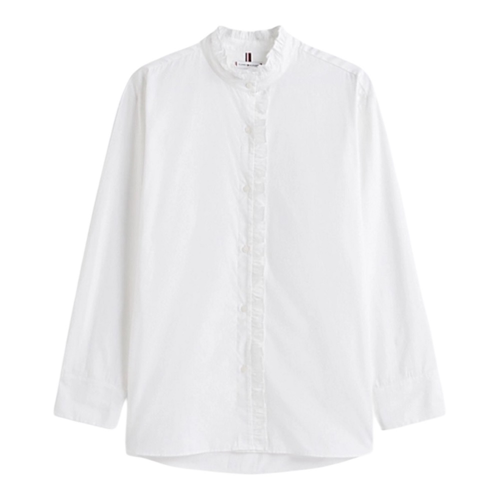 TOMMY HILFIGER</br>Tommy Hilfiger WW0WW46848-YCF Γυναικείο Πουκάμισο Λευκό Poplin Ruffle Shirt TOMMY HILFIGER</br>Tommy Hilfiger WW0WW46848-YCF Γυναικείο Πουκάμισο Λευκό Poplin Ruffle Shirt