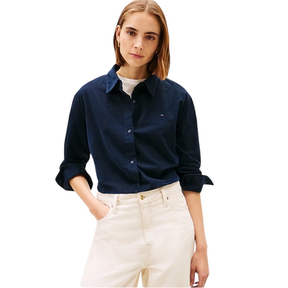 TOMMY HILFIGER</br>Tommy Hilfiger WW0WW46850-C1G Γυναικείο Κοτλέ Πουκάμισο Μπλε Corduroy Relaxed Fit Shirt TOMMY HILFIGER</br>Tommy Hilfiger WW0WW46850-C1G Γυναικείο Κοτλέ Πουκάμισο Μπλε Corduroy Relaxed Fit Shirt