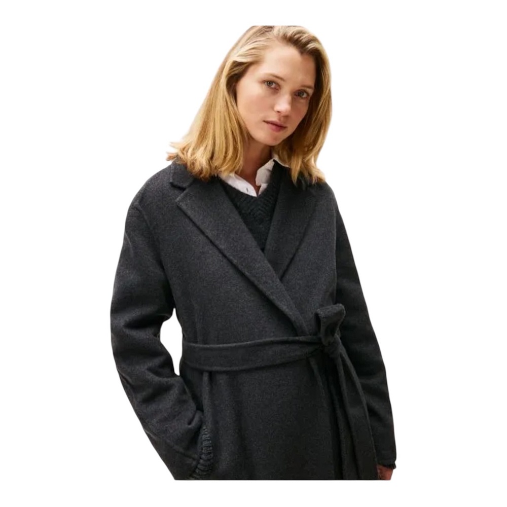 TOMMY HILFIGER</br>Tommy Hilfiger  WW0WW47286-P4E Γυναικείο Παλτό Γκρι Df Wool Reg Belted Midi Coat