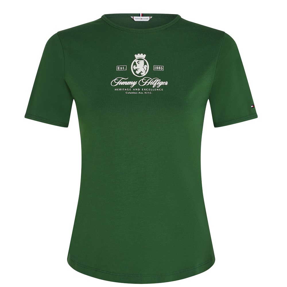 TOMMY HILFIGER</br>Tommy Hilfiger WW0WW47316-LZP Γυναικείο T-shirt Πράσινο Varsity Crest Slim Ss Tee TOMMY HILFIGER</br>Tommy Hilfiger WW0WW47316-LZP Γυναικείο T-shirt Πράσινο Varsity Crest Slim Ss Tee