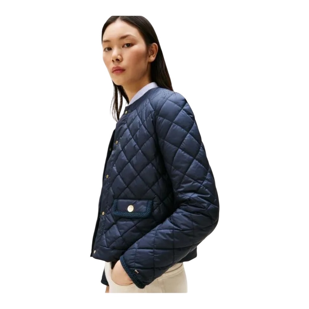 TOMMY HILFIGER</br>Tommy Hilfiger WW0WW47449-C1G Γυναικείο Καπιτονέ Μπουφάν Μπλε G/Button Quilted Reg Lady Jacket