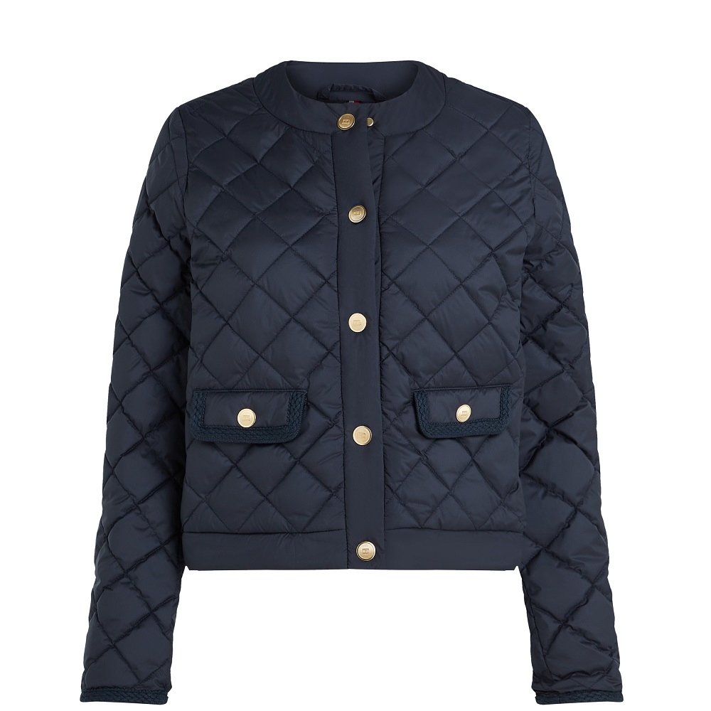 TOMMY HILFIGER</br>Tommy Hilfiger WW0WW47449-C1G Γυναικείο Καπιτονέ Μπουφάν Μπλε G/Button Quilted Reg Lady Jacket