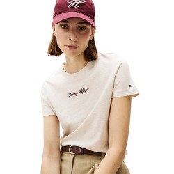 Γυναικείο T-shirt Εκρού Classic Script Reg Ss Tee WW0WW47460-YBL Tommy Hilfiger